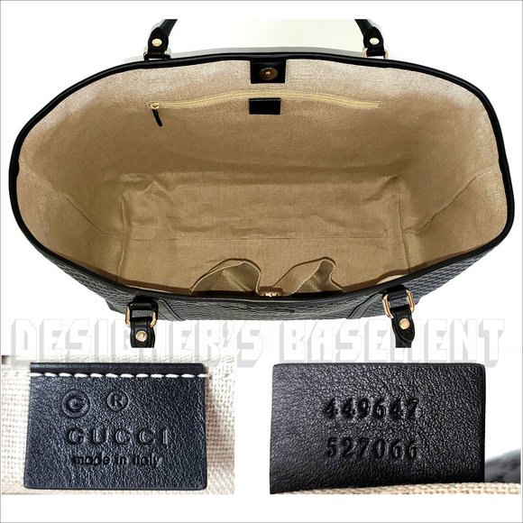 GUCCI black MICRO GUCCISSIMA leather magnetic snap top TOTE 449647 shoulder bag - Picture 3 of 8